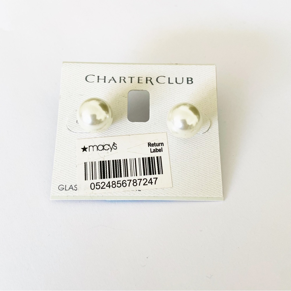 Charter Club glass pearl stud earrings NWT